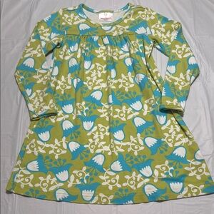 Hanna Andersson Long Sleeve Blue and Green Floral Dress size 110 (4/5)